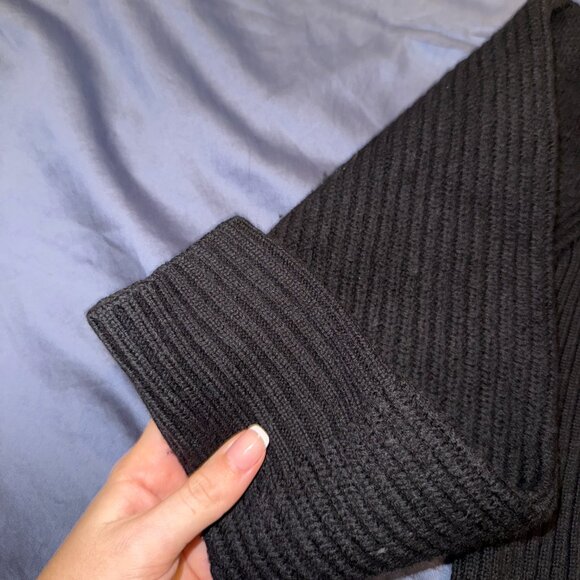 Wilfred Aritzia Mirano Wool Turtleneck Sweater S Black Ribbed Knit Minimalist - Picture 2 of 6
